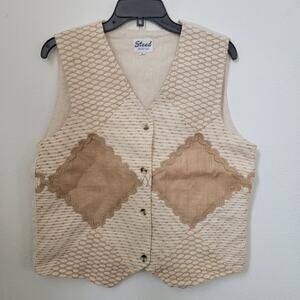 Vest Jute Cotton Woven Sz Large Boho Western Country Coastal‎ Cowgirl Fisherman